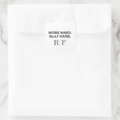 Sticker Carré Work Hard Golf Hard Monogram Initial Retro Style (Sac)