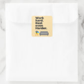 Sticker Carré Work Hard Rest Even Harder Minimal Quote Design (Sac)