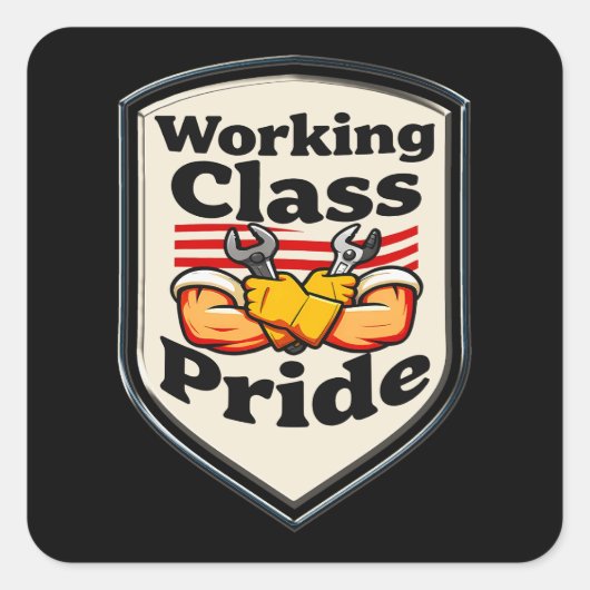 Sticker Carré Working Class Pride Badge – Blue Collar Worker (Devant)