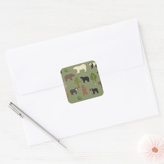 Sticker Carré World Bears Wildlife