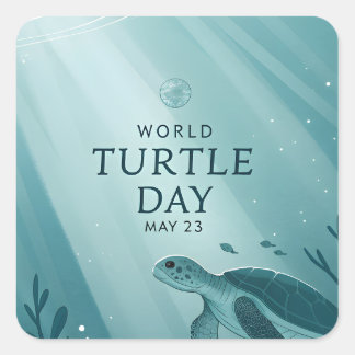 Sticker Carré World Turtle Day Underwater Sea Turtle Art