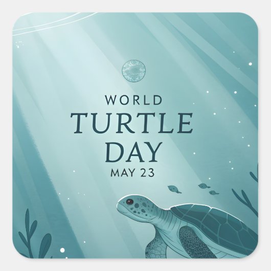 Sticker Carré World Turtle Day Underwater Sea Turtle Art (Devant)