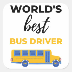 Sticker Carré World's Best Bus Driver bl