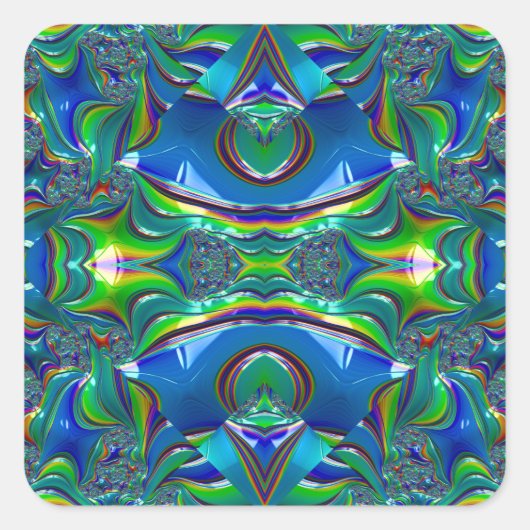 Sticker Carré ~WOW ! Rouge noir bleu brillant ~ (Devant)