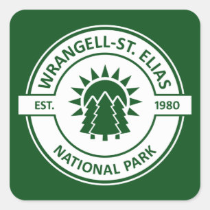 Sticker Carré Wrangell-St. Parc national d'Elias Sun Trees