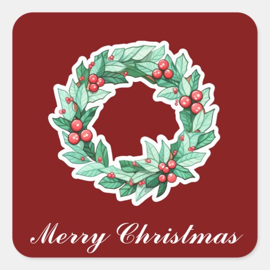 Sticker Carré Wreath de Noël (Devant)