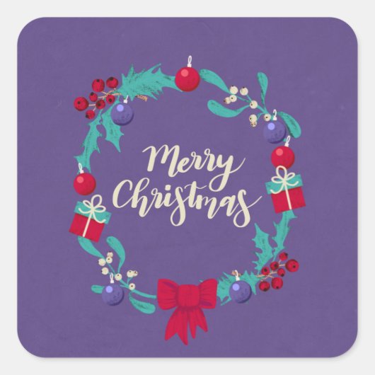 Sticker Carré Wreath de Noël (Devant)