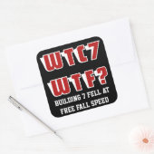 Sticker Carré WTC 7 WTF? sur noir (Enveloppe)