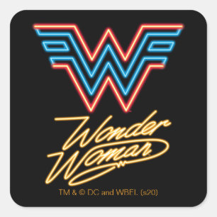 Sticker Carré WW84  Logo de la femme Wonder Neon Light