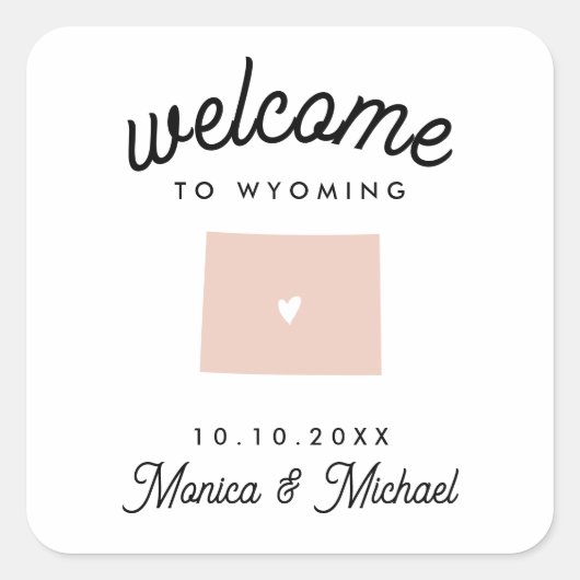 Sticker Carré WYOMING Destination Mariage N'IMPORTE QUELLE COULE (Devant)