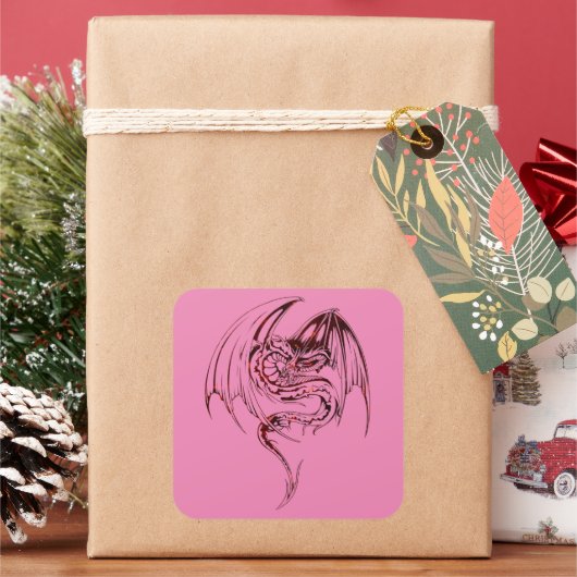 Sticker Carré Wyvern Dragon are Imaginaire Mythical Creatures Cl (vacances)