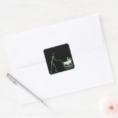 STICKER CARRÉ X RAY SKELETON FEMME & BÉBÉ TRANSPORT - VERT (Enveloppe)