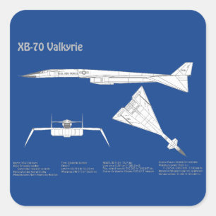 Sticker Carré XB-70 Valkyrie - Plan de plan d'avion ABD