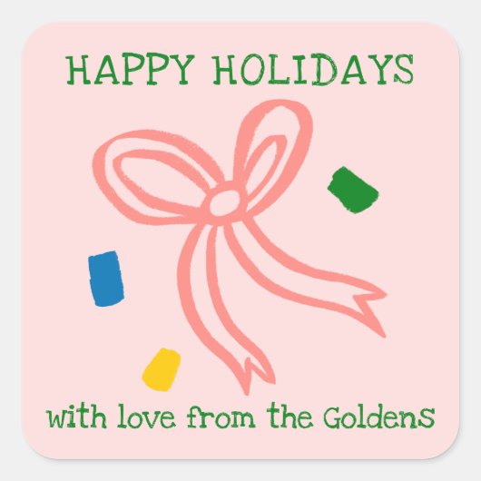 Sticker Carré Xmas Bow Doodle CHRISTMAS Holiday Gift To From (Devant)