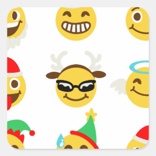 Sticker Carré xmas émoji joyeux