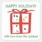 Sticker Carré Xmas Gift Doodle CHRISTMAS Holiday To From Label (Devant)