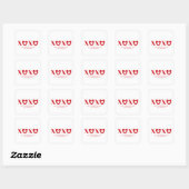 Sticker Carré XOXO blanc coeur rouge typographie moderne mignonn (Feuille)