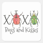 Sticker Carré XOXO Bugs et Baisers Saint Valentin (Devant)