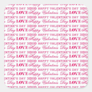 Sticker Carré XOXO Love Heureuse Sainte-Valentin Rose Red Cadeau