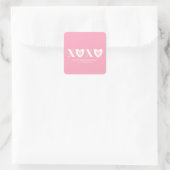 Sticker Carré XOXO rose coeurs blancs typographie mignonne perso (Sac)