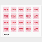 Sticker Carré XOXO rose rouge mignon moderne coutume Saint Valen (Feuille)