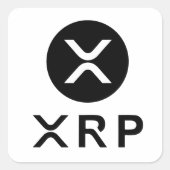 Sticker Carré XRP Crypto Currentcy Noir et Blanc (Devant)