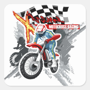 Sticker Carré Xtreme Motocross Racing   Sport
