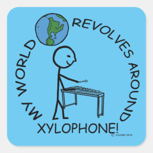 Sticker Carré Xylophone - Le monde tourne autour d'un autocollan