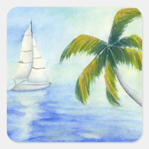 Sticker Carré Yacht sur la mer Palma