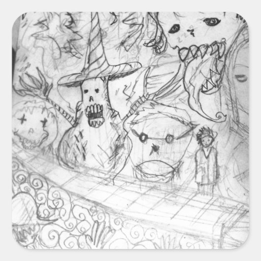 Sticker Carré yaie monster manga aniga (Devant)