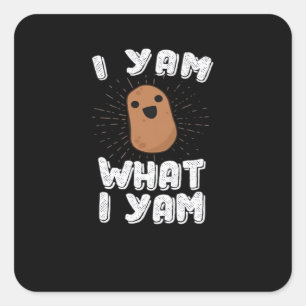Sticker Carré Yam What I Yam Funny Potato Pun Thanksgiving