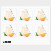 Sticker Carré Yaourt de pêche ou d'abricot (Feuille)