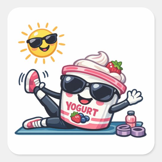 Sticker Carré Yaourt Pilates (Devant)