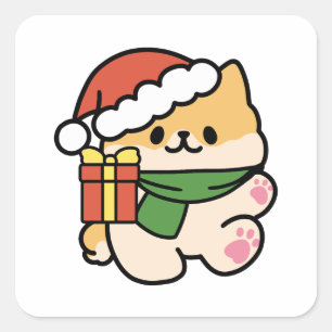 Sticker Carré Yappy Howlidays - Jote Christmas Dog Cartoon
