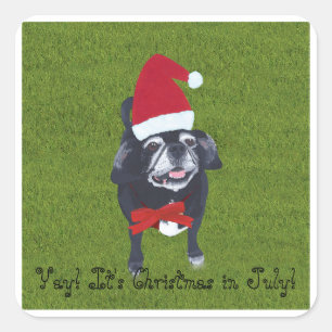 Sticker Carré Yay ! C'est Noël en juillet, Père Noël carlin chie