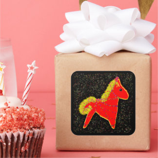 Sticker Carré Year of the Fire Horse Chinese Lunar New Year