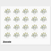 Sticker Carré Yellow Daisies Boho Cute Wildflower Return Address (Feuille)