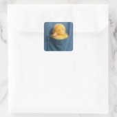 Sticker Carré Yellow Duckling In a T-shirt Pocket (Sac)