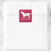 Sticker Carré Yellow Labrador Retriever Joyeux Noël Design (Sac)