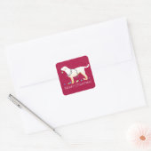 Sticker Carré Yellow Labrador Retriever Joyeux Noël Design (Enveloppe)