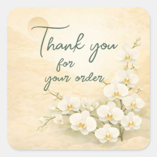 Sticker Carré Yellow orchid Thank You For your order