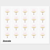Sticker Carré Yellow Pink Floral Bird Bridal Shower  (Feuille)