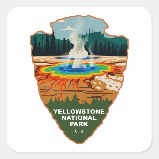 Sticker Carré Yellowstone Grand Prismatic Spring Arrowhead (Devant)
