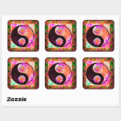 Sticker Carré Yin Yang Boho Aztec Peace Love Tie Dye Rainbow (Feuille)