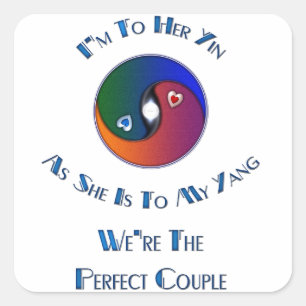 Sticker Carré Yin Yang Le Couple À Son Verset