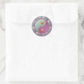 Sticker Carré Yin Yang Médaillon Violet Turquoise (Sac)