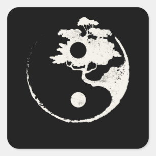 Sticker Carré Ying Yang Bonsai Tree Enso Cercle Zen