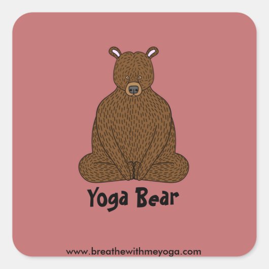 Sticker Carré "Yoga Bear" (Devant)