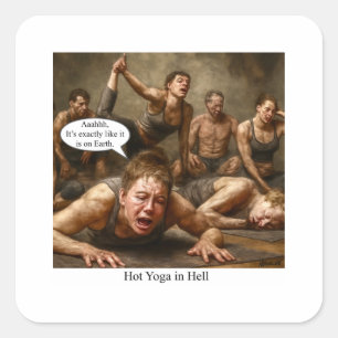 Sticker Carré Yoga chaud en enfer.
