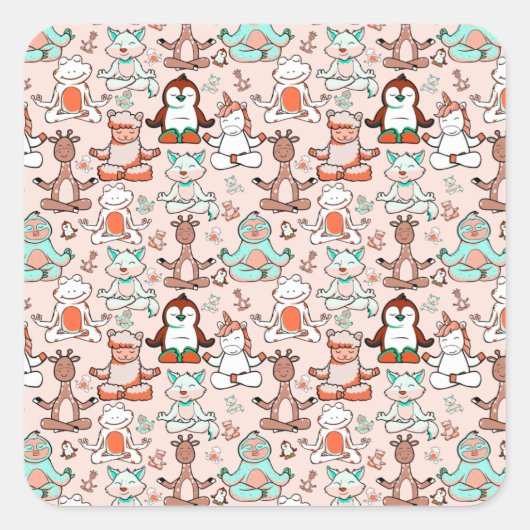 Sticker Carré Yoga poses pattern | Yoga seamless pattern 51 (Devant)
